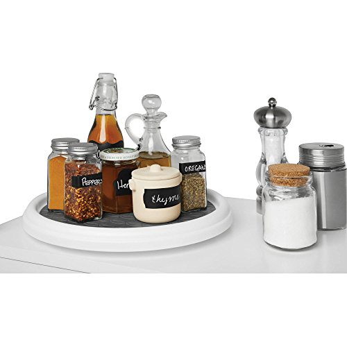 Mainstays White with Clear Surface Rubber Rotating Tray Turntable