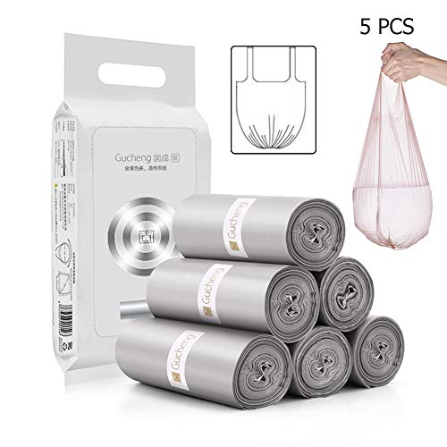 XM-ZHHY - Bolsas de basura de 20 litros, bolsas de basura para reciclaje, bolsa de basura de plástico portátil tipo chaleco para el hogar, oficina, cocina, restaurante, jardín (5 rollos, 100 bolsas)