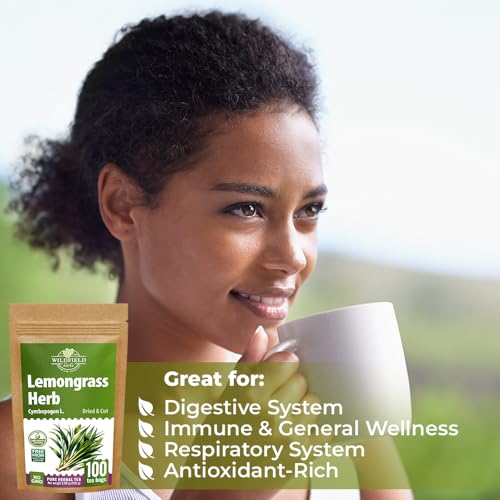Image of 100 Bags Dried Lemongrass Tea Lemon Grass Leaf Herbal Tea Zacate De Limon (Cymbopogon) - 100 Count 1.5g Bags Lemongrass Chai Herb Limoncillo (Hierba Limon)