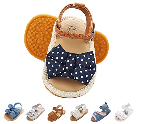 Summer Infant Baby Girls Sandals First Walker Shoes Anti-Slip Summer Sandals Roman White Infant 6-12 Months nt 12cm Dot Blue