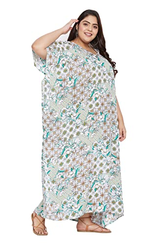 Image of Oussum Women Kaftan Plus Size Polyester Summer Lightweight Caftan Swimsuit Cover Ups Maxi African Mumu Lounge House Dress