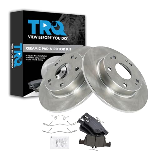 Image of TRQ Rear Brake Pad and Rotor Set Ceramic Solid Rotors