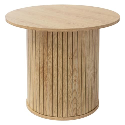 ML-Design Couchtisch rund Ø60 x 50 cm, Holz-Optik, Braun, Wohnzimmertisch mit überstehender Tischplatte, Beistelltisch ideal für Wohnzimmer, Kaffeetisch im modernen Stil, Sofatisch für Tee und Kaffee