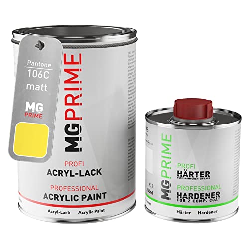 Pantone 106C Yellow mat peinture acrylique 1,5 Litres / 1500 ml durcisseur inclus