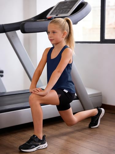 Image of Haloumoning Girls Athletic Tank Tops Racerback Sleeveless Shirts | Dry Fit Active Sports Running Yoga Shirts