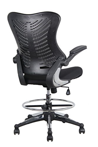 Office Factor Stool Clerk Teller Drafting Chair Reception Black Mesh Flip up Armrest Molded Seat with a Single Handle Mechanism (Stool Black MESH Fabric) - Thumbnail 2