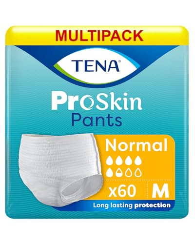 Image of TENA Normal Unisex Adult Diaper Pants Style, Medium Size (M) | 10 Units x 6 | 60 Units | Waist 80-110cms | 32-44 inch | 3X Protection | World's Leading Incontinence Brand | For Heavy Urine Leaks