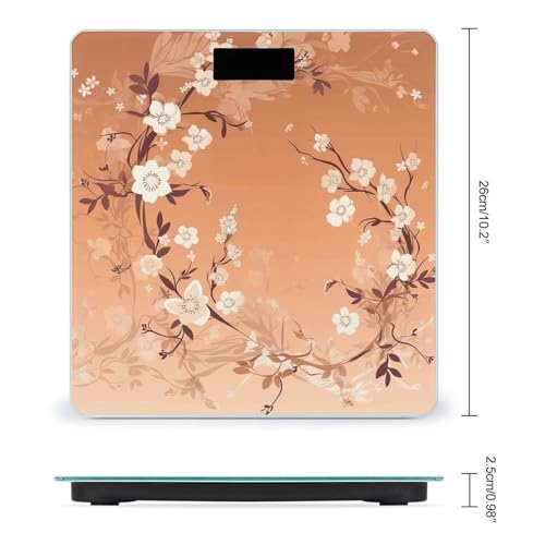 Báscula digital para baño con diseño floral y pantalla LCD miniatura 2