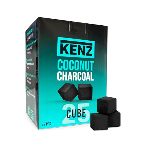KENZ Coconut Charcoal Cubes 25 mm 100% Natural Low Ash 72 pcs