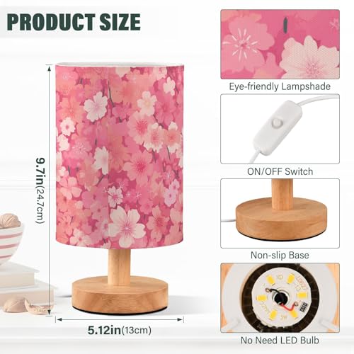 Lámpara de mesa LED rosa con pantalla para dormitorio miniatura 3