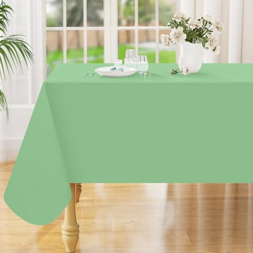 Image of Smiry Rectangle Table Cloth 52x70 Inch, Waterproof Wipeable Vinyl Tablecloths Protector, Oil Spill Proof Plastic Table Cover for Dining, Picnic, Camping, Outdoor, Sage Green
