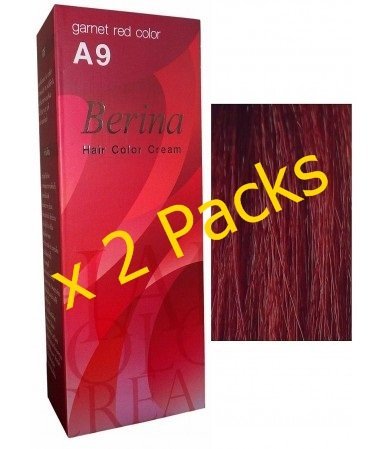 Berina Garnet Red Hair Dye A9 Hair Color Cream Dye 60G Pack of 2 Super Permanent Fashion Unisex Containing an innovative component which protects and provides glamor color to hair as desired