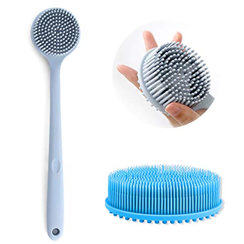 Koccido Exfoliating Silicone Body Scrubber,Bath Body Brush Back Scrubber for Men & Women,Set of 2 (Bule)