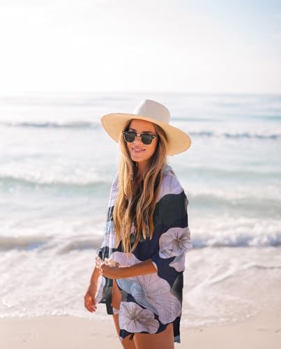 Image of Zoye Chen Women's Bikini Swimsuit Cover Up Button Down V Neck Shirts Long Sleeve Blouse Beachwear Bathing Suit