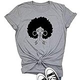 Picture of Qianxitang Women's Tops Cute Graphic Print Summer Causal Cotton Round Neck Short Sleeve Blouses T Shirt, 01-grey, Small