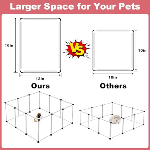 Image of VISCOO 12 Panels Transparent Small Animals Playpen,48 inch x 24 inch x 16 inch Portable Pet Playpen,Plastic Enclosure,Puppy Play Pen for Indoors Outdoor Pet Fence for Guinea Pigs,Bunny,Ferrets,Hamsters,Hedgehogs