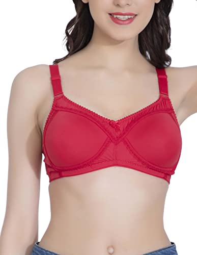 Image of LacyLuxe Womens Seamless Padded Full Coverage Bra | Nylon Stretch Fabric | Adjustable Broad Straps | Full Cups Bra