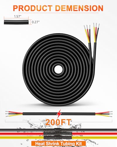 NAOEVO 18 Gauge Wire 3 Conductor Electrical Wire, 18 AWG Stranded PVC Cord, 12V Low Voltage/Tinned Copper/Flexible Cable for Automotive Wiring, Lamp Cord, Marine Cable (200FT)