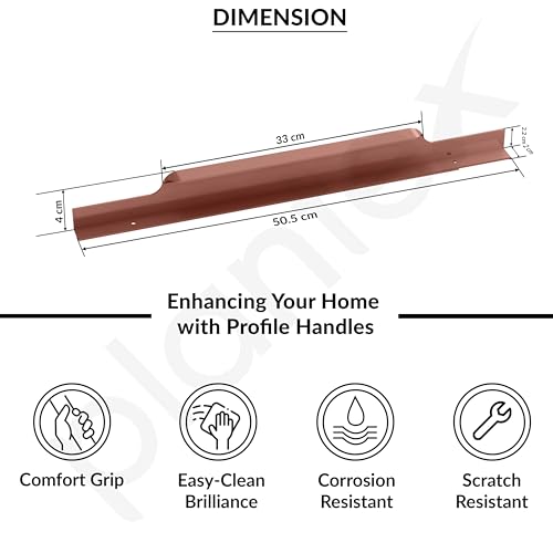 Image of Plantex Profile Handle for Kitchen Cabinet /20 Inch Aluminium Drawer Profile Handle /Wardrobe Pull Handle for Home /Office /Hotel - Pack of 2 (Rose Gold)