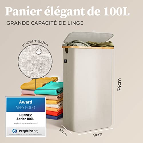 Bac à linge pour buanderie pliable grand format 100L couleur beige