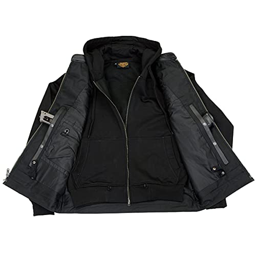 Image of Milwaukee Leather Men's Leather Motorcycle Vest w /Hoodie | Removable Hoodie, Conceal Carry Storage, Patch Ready Back, Club Style