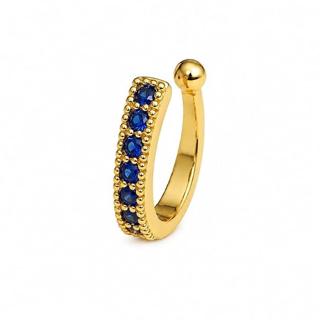 Jewellery Elegant Golden Finish Blue Stone Half Hoop Adjustable Nose Pin | Press-On Nose Ring | Without Piercing | Nathiya | Sania Mirza Nose Pin | For Women & Girls-image-49