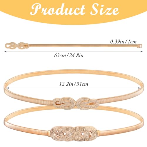 Gold Belt Women Dresses Waist Belt Stretch Waist Skinny Belts Fashion Fancy Cinch Belts Bling Elastic Metal Waistband Chain for Dress Formal Clothes Saree Robe Decorative Wedding Accessories Halloween2