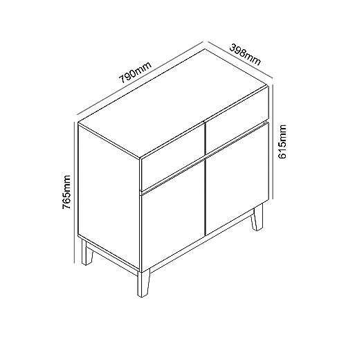 Galano Hanwell 2 Door 2 Drawer Sideboard – Storage Cabinet with Adjustable Shelves – Modern Sideboard Organizer for Living Room or Hallway – Oslo Oak