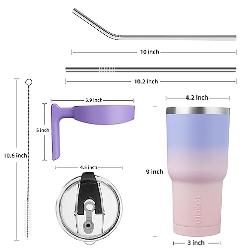 Image of BJPKPK 40 oz Tumbler with Handle & Straw, Insulated Stainless Steel Mug