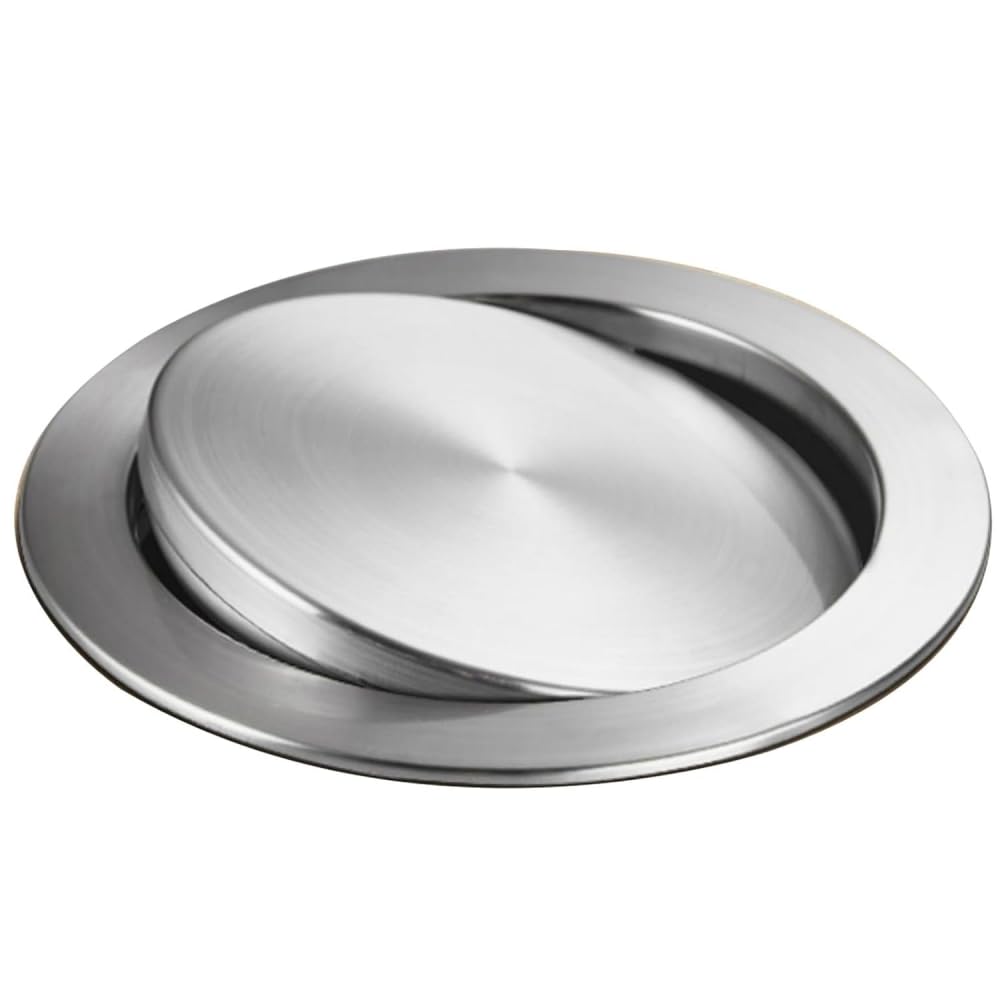 Recessed Trash Can Lid, Stainless Steel Trash Grommet/Balance Flip-Top Can for Kitchen Countertop Recessed Garbage Bin 9.8Inch