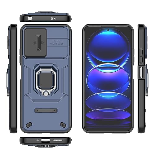 Image of CamShield Pro Case with Slide Camera Protection and 360 Protection Ring Stand Bumper Back Case Cover for Mi Redmi Note 12 5G (Blue)