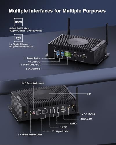 Image of HISTTON Industrial Mini PC Win 11 Pro, i5-10210U, DDR4 16GB 512GB M.2 SSD | Mini Computers Dual HD+DP 4K Triple Display, WiFi 5 /BT4.2 /USB3.0 /RS232 /485 COM, Mini Desktop Support Linux /Ubuntu