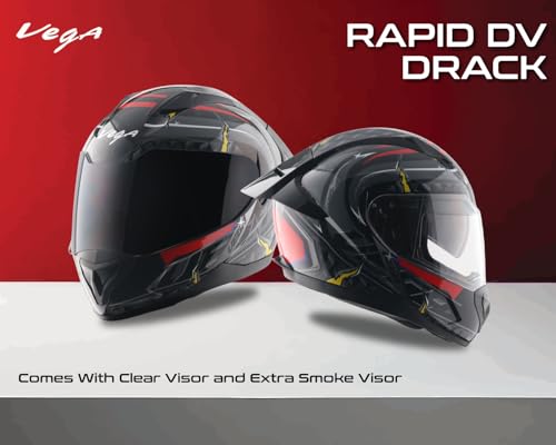 Vega Rapid Drack D/V Full Face Riding Helmet Black 1 Count - Image 4