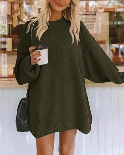 Image of BTFBM 2025 Womens Sweaters Casual Crewneck Long Sleeve Oversized Sweater Dress Fall Winter Loose Slouchy Soft Pullover