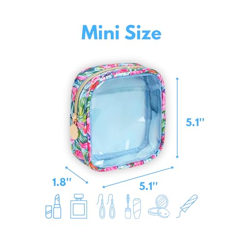 Yarnic Small Makeup Bag, Clear Cosmetic Bag for Purse, Mini Makeup Travel Case, 2 Pack, Tropical2