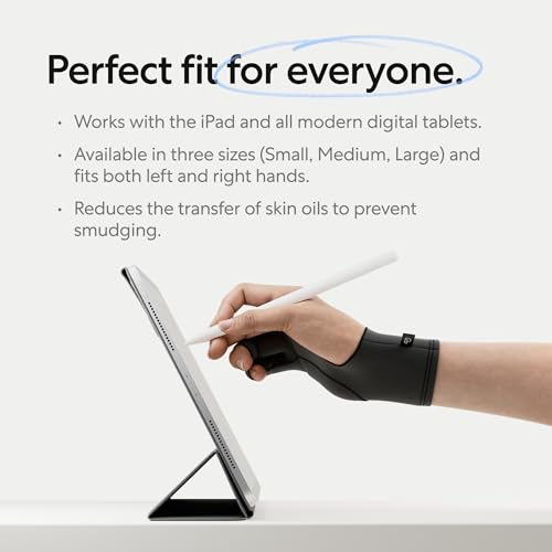 Paperlike's Drawing Glove for iPad - Artist Glove for Drawing on Tablets (Right and Left Hand; 3 Sizes: S, M, L)