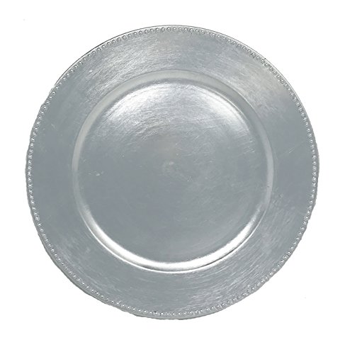 Set de 12 cargadores de platos redondos de 13 pulg. plateados miniatura 1