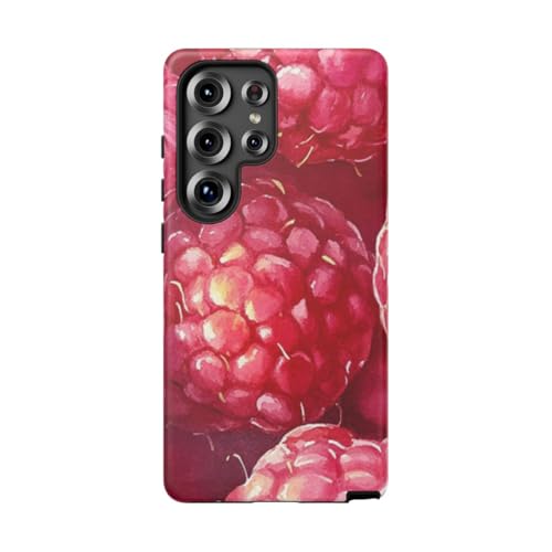 Coque Samsung S25 Ultra Rose finition mate premium aquarelle framboises