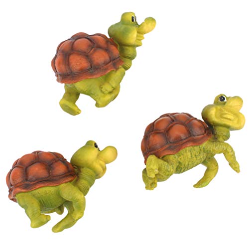 Garneck 3 Pcs Tortue Figurines Mini Jardin Sculpture Chiffres Résine Ornement pour Fée Jardin Enfants Chambre Voiture Gâteau Maison de Poupée Table Décor