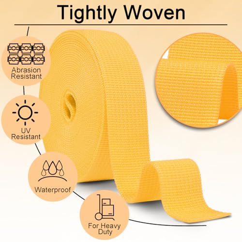 Image of CooBigo 12 Yards Webbing 1 inch & 1.5 inch & 2 inch Polypropylene Webbing Strap 1 Inch 1.5 Inch 2 Inch Wide Webbing Strapping for Bags /Lawn Chair /Pool Solar Cover DIY Crafting