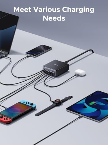 Image of UGREEN 100W USB C Charging Station, 6-Port GaN Desktop Charger with 4 USB-C & 2 USB-A, Smart Power Distribution for MacBook Pro /Air, Dell XPS, iPad, iPhone 17 /16 /15, Galaxy S25 /S24, Pixel 10 /9