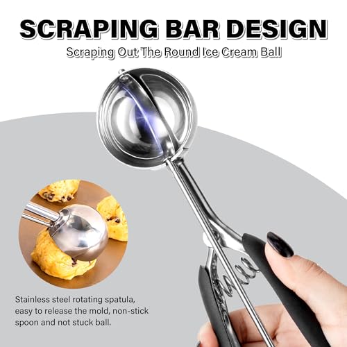 TJ POP Ice Cream Scoop 5cm – Stainless Steel Cookie Scoop with Easy Trigger Release, Good Grip for Ice Cream, Melon Balls, Meatballs and Mashed Potato(45 ml / 3 Tbsp)