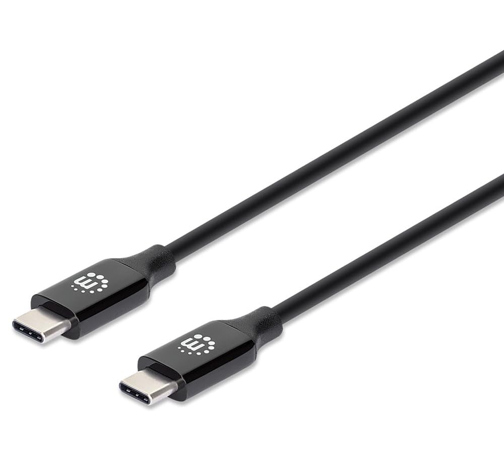 Manhattan Câble USB C mâle vers USB-C mâle 5 m SuperSpeed+ USB 10 Gbit/s 60 W/3 A Connecteurs plaqués or Idéal pour station d'accueil Noir