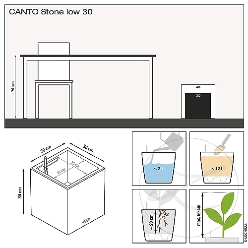 Lechuza Canto Stone 30 pot de fleur reserve d'eau blanc quartz ext - 5