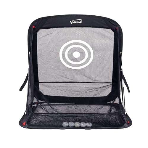 Spornia XL Golf Chipping Net with Auto Ball Return, Attachable Targets & Protective Side Barrier Nets - Extra Large for Superior Practice