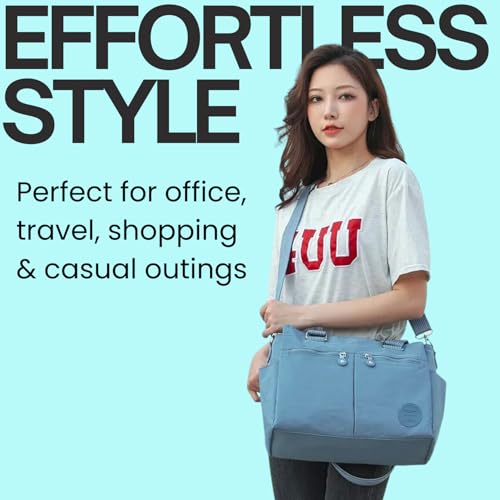 Image of MOCA Womens Casual Nylon Water Resistant Crossbody Tote Sling Handbag, Multi-Pocket Design with Adjustable Shoulder Straps for Work Travel Office, Everyday Use
