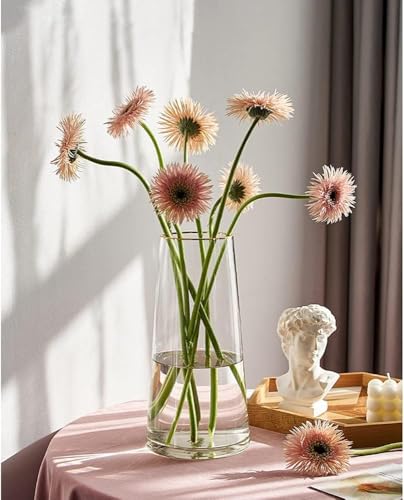 Image of Mahganya Decorative Glass Vase for Flowers Plants Home Decor Office Living Table Decorations, Vases for Home Decor, Luster Glass Vase, Heavy Weight, Sturdy (Clear)