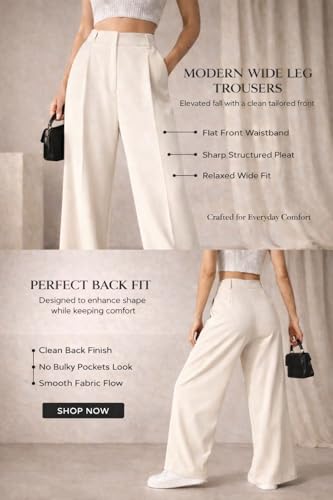 Image of Twill Regular Fit High-Waist Korean Trousers for Women & Girls | Casual Pants Outings