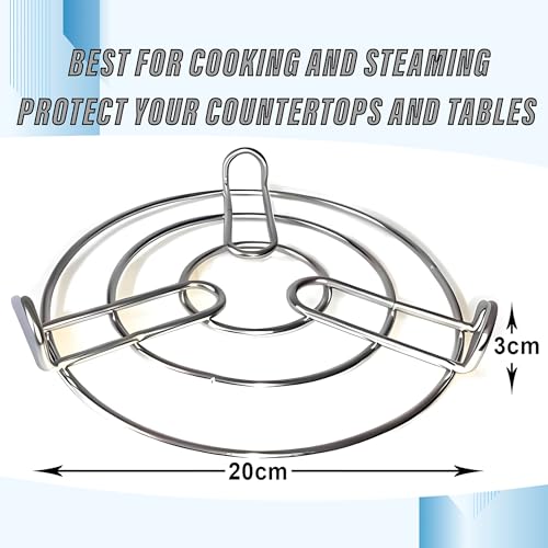 Kuber Industries Iron Stand | Stainless Steel Trivet |Round Steamer Rack for Kitchen | Heat Resistant Hot Plate Dishes Holder | Cooker Donga Stand | Pack of 2 | Silver
