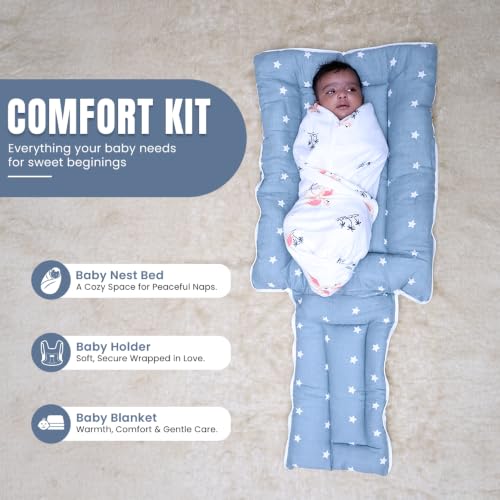 Image of 3 in 1 Baby Sleeping Bag & Carry Nest for Newborn, Portable Bamboo Cotton for 0-6 Months Infants, Holding Set, Soft & Lightweight (Jungle Tribe)